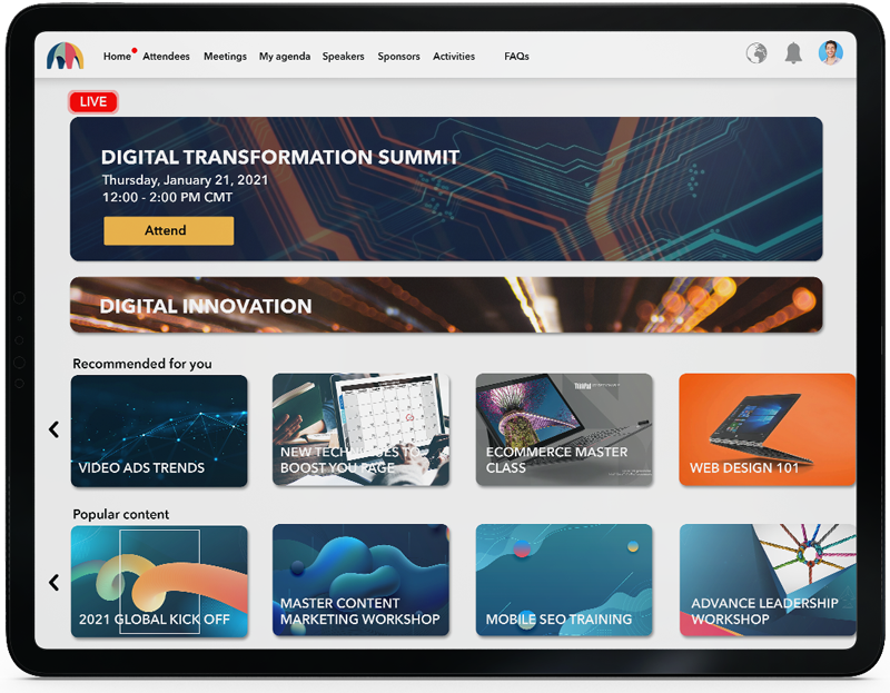 Canapii event management software interface