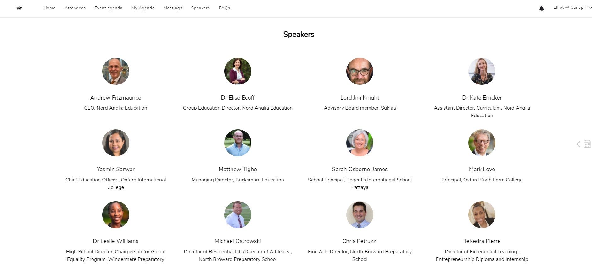 Nord Anglia event speakers page